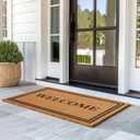 Barnyard Designs Natural Coco Coir Heavy Duty Backing Doormat - Large Cute Non-Slip Front Door Welcome Mat for Outside Entrance or Porch Entry, Brown (30x48, Welcome)