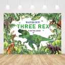 7x5ft Three Rex Birthday Backdrop Boy Happy Birthday Party Decorations for Boy 3 Year Old Dinosaur Party Decorations