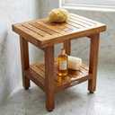 AquaTeak The Original 18" Spa Teak Shower Bench with Shelf