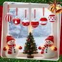 6 Pcs Red Crochet Christmas Balls Ornaments 2.76" Stable Rustic Sweater Ball for Christmas Tree Knitted Xmas Farmhouse Hanging Decorations Party Gifts