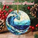 Christmas Ornaments, 2.8 Inch Ceramic Hanging Ornament, Christmas Tree Ornaments, Xmas Decorations, Holiday Decorations, Holiday Party Gifts, and Xmas Gift Ideas - Ocean Wave