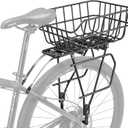 CXWXC Rear Bike Rack with Basket - Bike Cargo Rack for Disc Brake/Non-Disc Brake Mount - Bicycle Pannier Rack, Touring Carrier Rack fit 26-29 and 700c