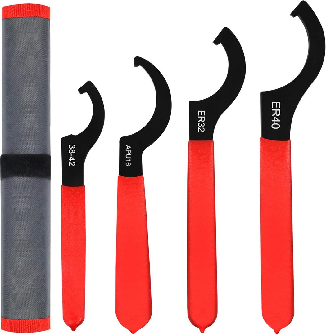 4pcs Coilover Spanner Wrench Set Adjustable Shock Wrench Heavy Duty Steel C Spanner for Most Coil Overs Shocks Adjustment and Suspension System (Red)