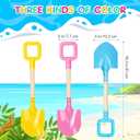 Dsmile 3Pcs Long Beach Shovels 16" Metal Kids Beach Spades Sand Shovels Toys with Wood Handle for Digging Shoveling Snow Sandbox Toys Set for Kids & Adults