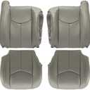GXARTS Driver and Passenger Side Bottom Replacement Seat Cover and Top Lean Back Seat Cover Light Gray 922 or 92i Fit for Chevy GMC Tahoe Suburban Avalanche Yukon Silverado Sierra 2003 2004 2005 2006