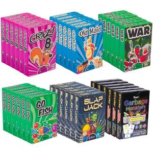 Regal Games Card Games for Kids - Go Fish, Crazy 8's, Old Maid, Slap Jack, Garbage Monsters, War - Simple & Fun Classic Family Table Game Sets (6 x 6)