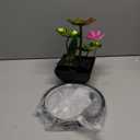 AOZITA Tabletop Fountain, Indoor Waterfall Fountain, Tall Home Décor Zen Relaxation Soothing Sound Machine for Office, Living Room, or Bedroom, Green Metal Lotus with Flower, River Rocks, LED