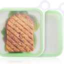 Anjing Silicone Sandwich Container for Lunch Boxes, 2 Pcs Food Storage Containers with Lids, Meal Prep Reusable Bag BPA Free Bento Box Microwave, Freezer & Dishwasher Safe