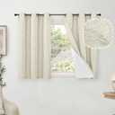 Lajode 40 Inch Length Linen Blackout Curtains for Short Cafe Window, Thermal Insulated Light Blocking Soundproof Privacy Burlap Curtains 2 Panels, Each 38 Inch Wide Natural
