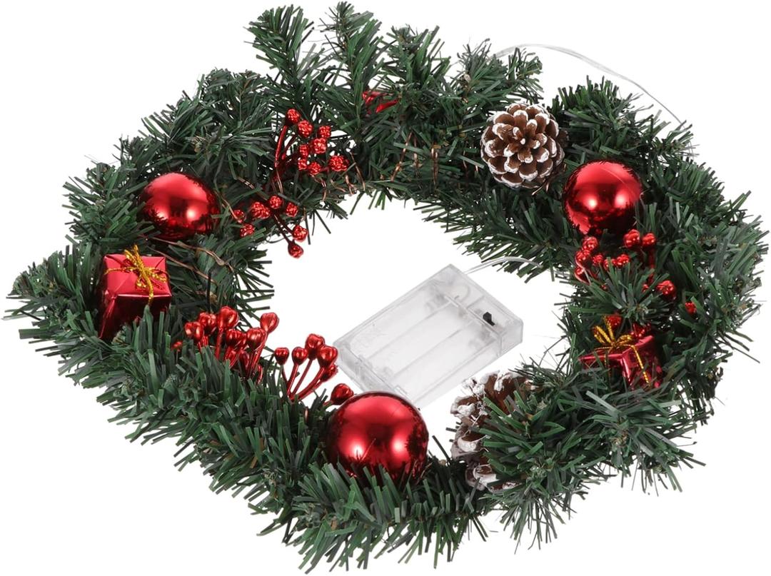 GANAZONO 1pc Christmas Led Wreath Lamp Decorative Hanging Ornament for for Holiday Parties Features Lights Wire Home