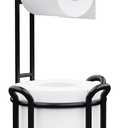 Toilet Paper Holder Stand with Shelf, Free Standing Tissue Roll Storage Rack with Dispenser for Bathroom, Black (23.6'')