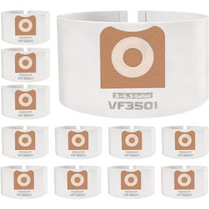 12 Pack Repalcement Shop vacuum bags VF3501| compatible with 3-4.5 Gallon Wet/Dry Vacuums | Dust Collection Filter Bags Replace Part# 23738 VF3501 Size C WS32045F