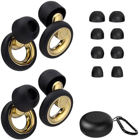 Gutevoz Plus Ear Plugs Noise Cancelling 2 Sets, Soft Silicone Ear Plugs for Sleeping, Noise Sensitivity, Reusable Concerts Ear Plugs Hearing Protection 30dB - 8 Pairs Ear Tips in XS/S/M/L - Gold