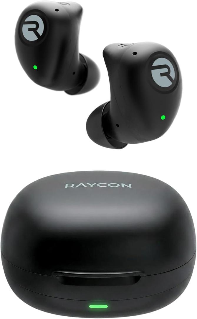 Raycon Fitness True Wireless Bluetooth Earphones with Built-in Microphone 54 Hours Battery IPX 7 Waterproof and Charging Box Talk, Text Play 5.2 Portable Sports (Black) (RBE745-21E)