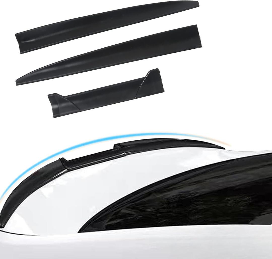 Car Rear Trunk Spoiler Tail Universal,Modification Tail Wing Universal, Car Trunk Spoiler Roof Lip DIY Kit, 3-Section Adjustable and Cuttable Rear Window Top Roof Spoiler Wing,ABS Black 40-55 inches