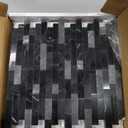 SUNWINGS 5-Sheet Peel and Stick Mosaic Natural 3D Stone Self Adhesive Marble Tiles, 11.5" x 10.7" Stick on Backsplash for Kitchen Bathroom Fireplace Vanity, Mixed Black