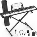 88 Key Piano Keyboard Beginner Electric Digital Piano with Full Size Semi Weighted Keys,Sustain Pedal, Power Supply, Stand, Carrying Case,Headphones (Black88KEY)