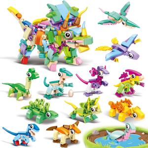 24 Pack Building Blocks Easter Gifts for Kids, Easter baket stuffer Dragon Animal Prizes for kids classroom with Hearts Box , Easter Egg Filler Party Favors for Boys & Girls