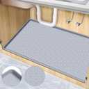 Under Sink Mat, 34" x 22" Waterproof Silicone Under Sink Tray for Kitchen & Laundry Cabinets, Kitchen Cabinet Shelf Protector, Up to 3.3 Gallons Liquid, Fits 36 inch Standard Cabinet Light Grey