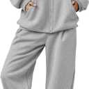 SHESHOW Fall Outfits for Women Oversized Zip up Hoodie Sweatshirt Jogger Sweatpants 2 Piece Sweatsuits Lounge Sets (Medium, Grey)