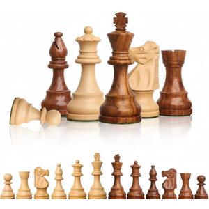 Collector Edition Wooden Chess Pieces Chess Coins Pawns Chessmen Figurine Pieces (Brown & White)