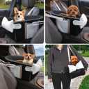 Dog Car Seat for Small Dogs Adjustable Portable Center Console Dog Car Seat Removable Cat Booster Cars Seats - Safety Belt with Cushion Anti-Collapse for Puppy Kitten Up to 15 Lbs (Black)