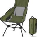MARCHWAY Lightweight Folding High Back Camping Chair with Head Support, Stable Portable Compact for Outdoor Camp, Travel, Beach, Picnic, Festival, Hiking, Backpacking (Highback Green)