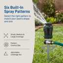 Orbit H2O-Six Gear-Drive Sprinkler on Metal T-Spike - Customizable Lawn Watering Coverage - Multi-Pattern Rotating Head with Adjustable Spray Range - Durable Outdoor Yard Irrigation Sprinkler - 58573