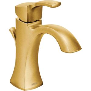 Moen Voss Brushed Gold One-Handle High-Arc Bathroom Faucet with Drain Assembly for Single-Hole Sink, 6903BG