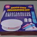 Riccle 88 pcs Cake Decorating Kit with Cake Turntable - Includes 50 Disposable + 2 Reusable Piping Bags and Tips Set, 24 Icing Piping Tips, 2 Spatulas, 3 Icing Comb Scraper, Baking Supplies (White)