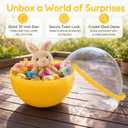 ULTECHNOVO Jumbo 10 Inch Yellow Fillable Easter Egg with Handle Clear | Large clear plastic egg with handle for basket fillers and Easter hunts; fillable shell for toddlers and decorations