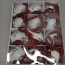 Christmas Decoration, 2.4 Inch 12PCS Farmhouse White Christmas Ornament with Buffalo Plaid Bows, Christmas Tree Decor, Set