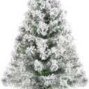 Gloreyan 2FT Artificial Christmas Tree Green Tabletop Christmas Tree with Plastic Stand Snow Flocked Mini Xmas Pine Tree for Indoor Outdoor Holiday Home Decoration
