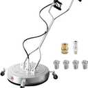 RAYNEL 24'' Pressure Washer Surface Cleaner with 4 Wheels, Dual Handle, Stainless Steel Housing, 2 Hose Adapters, 4 Replacement Nozzles