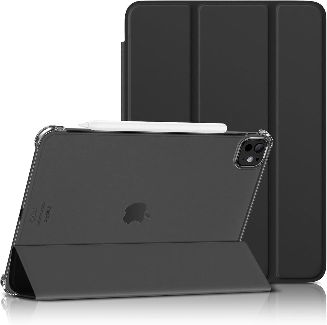 Wenlaty for iPad Pro 11 Inch Case (M5/M4) 2025/2024 6th/5th Generation, Super Slim & Lightweight Trifold Stand Protective Case with Clear Matte Hard PC Back and TPU Cover, Auto Sleep/Wake, Black