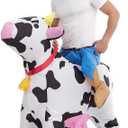 HSCTEK Inflatable Cow Costume Adult Men Women, Blow up Ride on Animal Cosplay Teen, Riding Halloween Rider Clothes Plus L