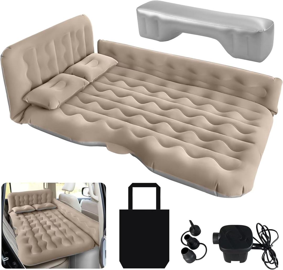 Car Air Mattress Back Seat Inflatable Bed - Inflatable Thickened and Double SUV Mattress with Air Pump Portable Foldable Car Air Bed for Home Car Travel Camping#01A