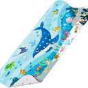 Baby Bath Mat for Tub, Non Slip Kids Bath Shower Mat, 40 X 16 Inch Large Bathtub Mat with Drain Holes and Suction Cups for Toddlers, Machine Washable and Waterproof (Whale)