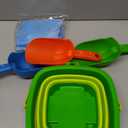 Sloosh 3-Pack Collapsible Sand Toys - Square Foldable Pail Silicone Beach Water with 3 Shovels for Sandbox Play, Party in Summer Portable Toddler Kids Toys Beach Travel (Orange/Blue/Green)