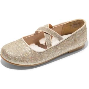 Dream Pairs Girls Ballerina Dress Shoes Cross-Strap Mary Jane Flats Gold Size 1 Little Kid Angie-2