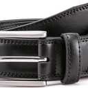 MILORDE Men's Genuine Leather Dress Belt, Handmade, 100% Cow Leather, Fashion & Classic Designs for Work Business and Casual (Black)