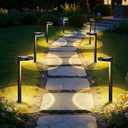 APONUO Solar Pathway Lights Outdoor, 3 Color Temperatures Selectable CCT, Focused Ground Spot Lens, Brighter Up to 12 Hrs IP65 Waterproof Path Lights for Walkway Driveway Yard Garden, Black, 8 Pack