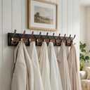 SKOLOO Rustic Wall Mounted Coat Rack - 38.6" Long Coat Hooks for Wall with 10 Triple Hooks for Hanging Coats, Hats or Tools - Kitchen, Mudroom, Entryway, Bathroom, Wood Brown & Antique