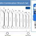 10 x Mini Wrench Set, 10-Piece Small Combination Wrench Set, Ignition Wrench, Micro&Lightweight, Metric Size: 4mm, 4.5mm, 5mm, 5.5mm, 6mm, 7mm, 8mm, 9mm, 10mm, 11mm, with Unique Wrench Organizer (Blue)