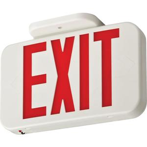 Lighting Single-Sided LED Exit Sign, Thermoplastic Construction, Switchable Red and Green Colors, Ni-MH Backup Battery, Includes Extra Faceplate, White