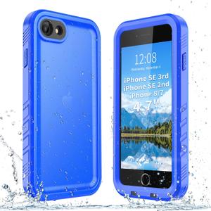 SPORTLINK for iPhone SE 3rd 2022/iPhone SE 2nd 2020/iPhone 7/8 Waterproof Case - Built in Screen Protector Full Body Shockproof Dustproof IP68 Waterproof Case for iPhone SE3/SE2/7/8 Frosted Blue