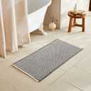 TYUU Waffle Bath Mat, Boho Bathroom Rugs Non Slip Washable Super Absorbent Quick Dry Bath Mat Farmhouse Bathroom Decor, 48"x24" Grey and White