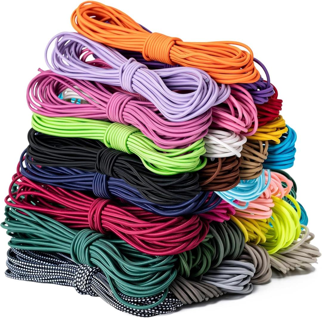 Aegero Elastic Bungee Cord, 1/8" x 25' Heavy Duty Bungie Cord,Kayak Stretch String Rope,Shock Cords,for DIY Projects,Kayak Strap Tarp Tie Down Canopy Boating Camping Tent Crafting Patio(Dark Rose Red)