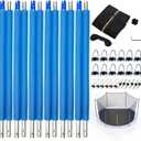 14 FT Trampoline Replacement Net with Poles, Trampoline Net Poles with Clamps and Screws Bolts, Plastic Caps, Only Fit 6 Straight Poles 14 Feet Round Frame