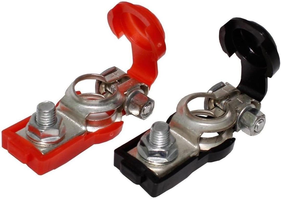 2 x Car Battery Terminal Connectors, Heavy-Duty 12V Battery Terminals for Cars, Trucks & SUVs, Quick Release Battery Cable Clamps, Positive & Negative Battery Connectors